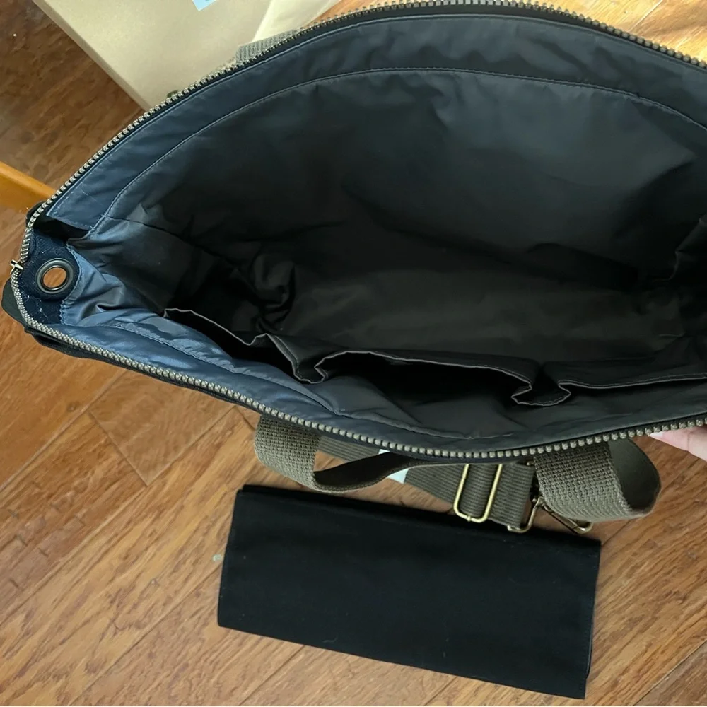 FEED Black Diaper Bag Organic Cotton w/ Changing Pad & Strap
